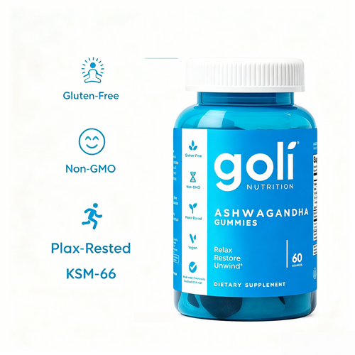 Goli Ashwagandha & Vitamin D Gummy - 60 Count - Mixed Berry, KSM-66, Vegan, Plant Based, Non-GMO, Gluten-Free & Gelatin Free Relax. Restore. Unwind, Pack of 3