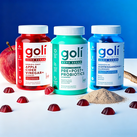 Goli Zero Sugar Trio - World's First 3-in-1 Pre, Post, Probiotic, Apple Cider Vinegar with Vitamin B12 and Probiotics, Ashwagandha & L-Theanine, Vitamin D Gummies, 90 Count (3-Bottle Set)